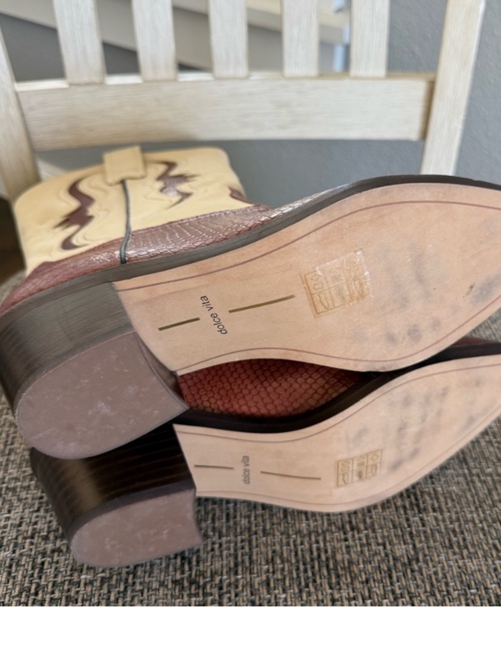 Anthropologie Dolce Vita Suzzy Western Two Tone Festival Boho Cowboy Boots - Picture 3 of 4